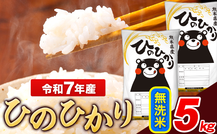 令和7年産 ひのひかり 無洗米 5kg 《7-14日以内に出荷予定(土日祝除く)》  5kg×1袋 熊本県産 米 精米 ひの 長洲町