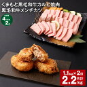 【ふるさと納税】【定期便】【4ヶ月毎2回】くまもと黒毛和牛カルビ焼肉 300g×1パック 黒毛和牛メンチカツ 100g×8個 計2.2kg（1.1kg×2回） 牛肉 お肉 肉 和牛 惣菜 料理 冷凍 国産 九州 熊本県 西原村 送料無料