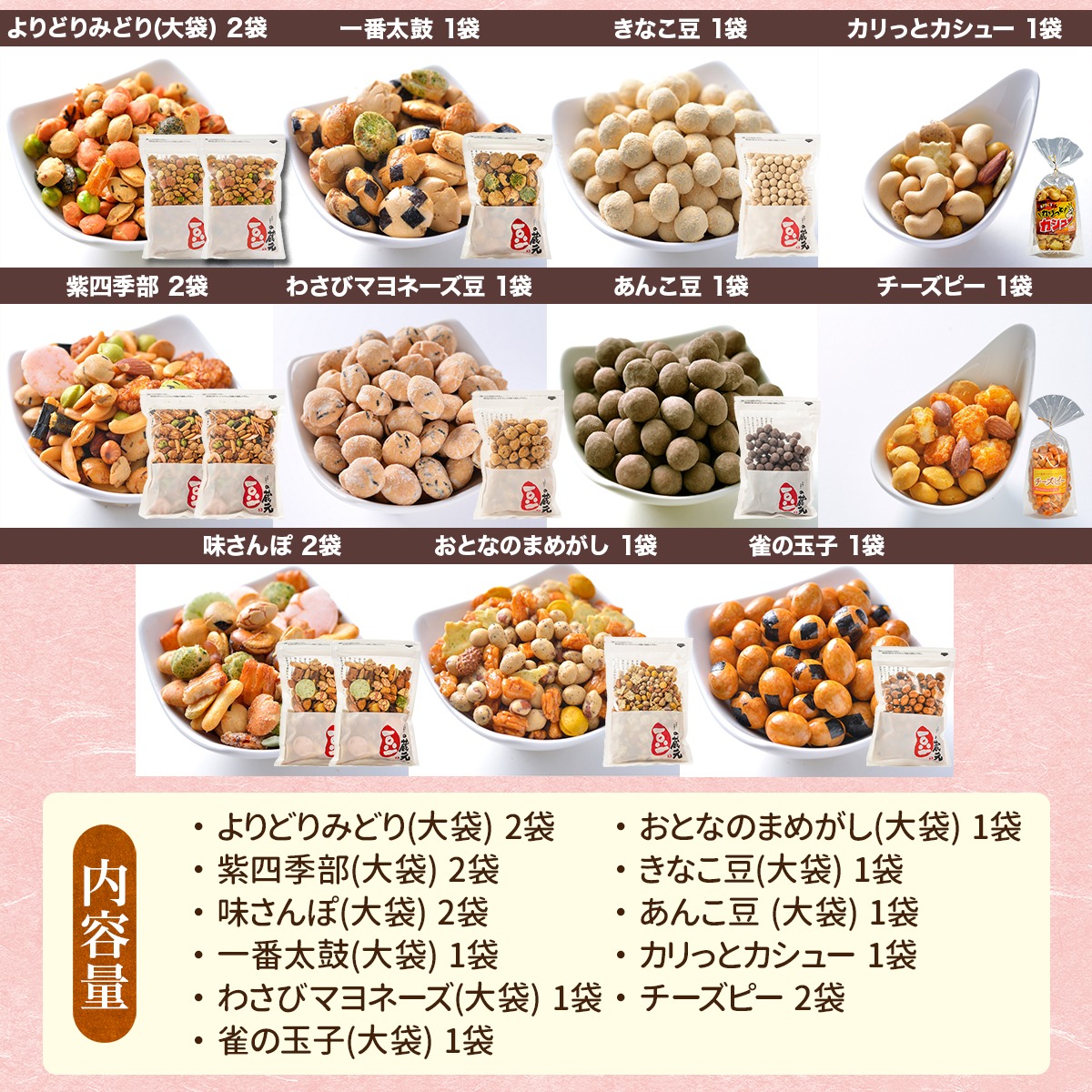 豆の蔵元　人気商品詰め合わせ Bセット おかき 豆 豆菓子 せんべい 進物 お菓子 大容量 お豆 人気 おいしい おつまみ あられ 送料無料
