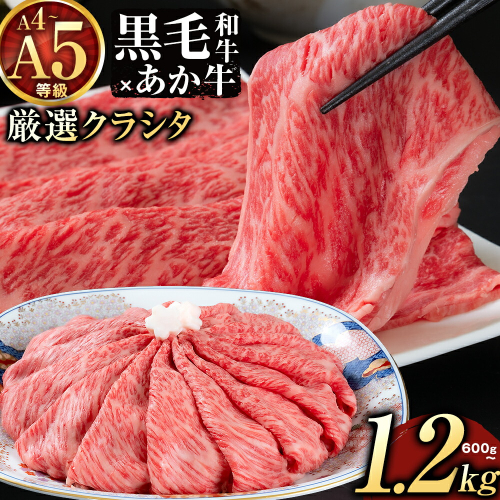 黒毛和牛 A4～A5等級 あか牛 クラシタ 食べ比べ 霜降り 赤身 すき焼き しゃぶしゃぶ 600g 1200g 数量限定 牛肉 冷凍 くまもと黒毛和牛 《90日以内に出荷予定(土日祝除く)》 冷凍庫 個別 以内 ブランド牛 1kg以上 1.2kg 赤身 霜降り お歳暮