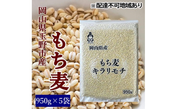 岡山県玉野市産 もち麦 キラリモチ 950g×5袋