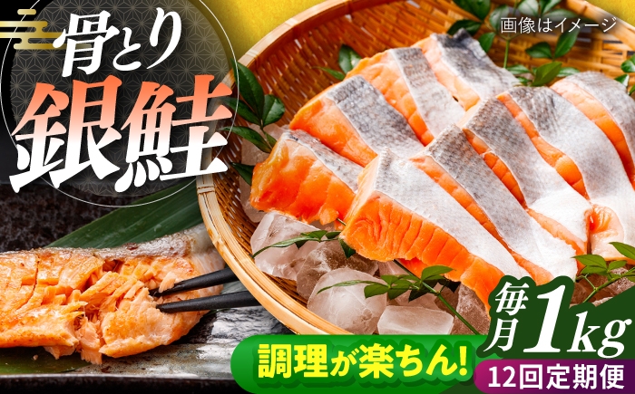 
                  【全12回定期便】骨取り銀鮭 1kg（500g×2袋）/ 骨なし 骨取り 下処理不要 子ども 安心 冷凍 鮭 銀鮭 サケ さけ しゃけ シャケ 切身 切り身 小分け / 大村市 / かとりストアー [ACAN156]
                