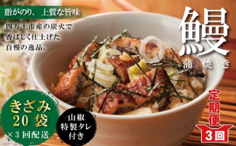 【3回定期便】3ヵ月連続＜四万十食品＞うなぎ蒲焼きざみ20袋(合計900ｇ)／Ｋ20．R6-1041