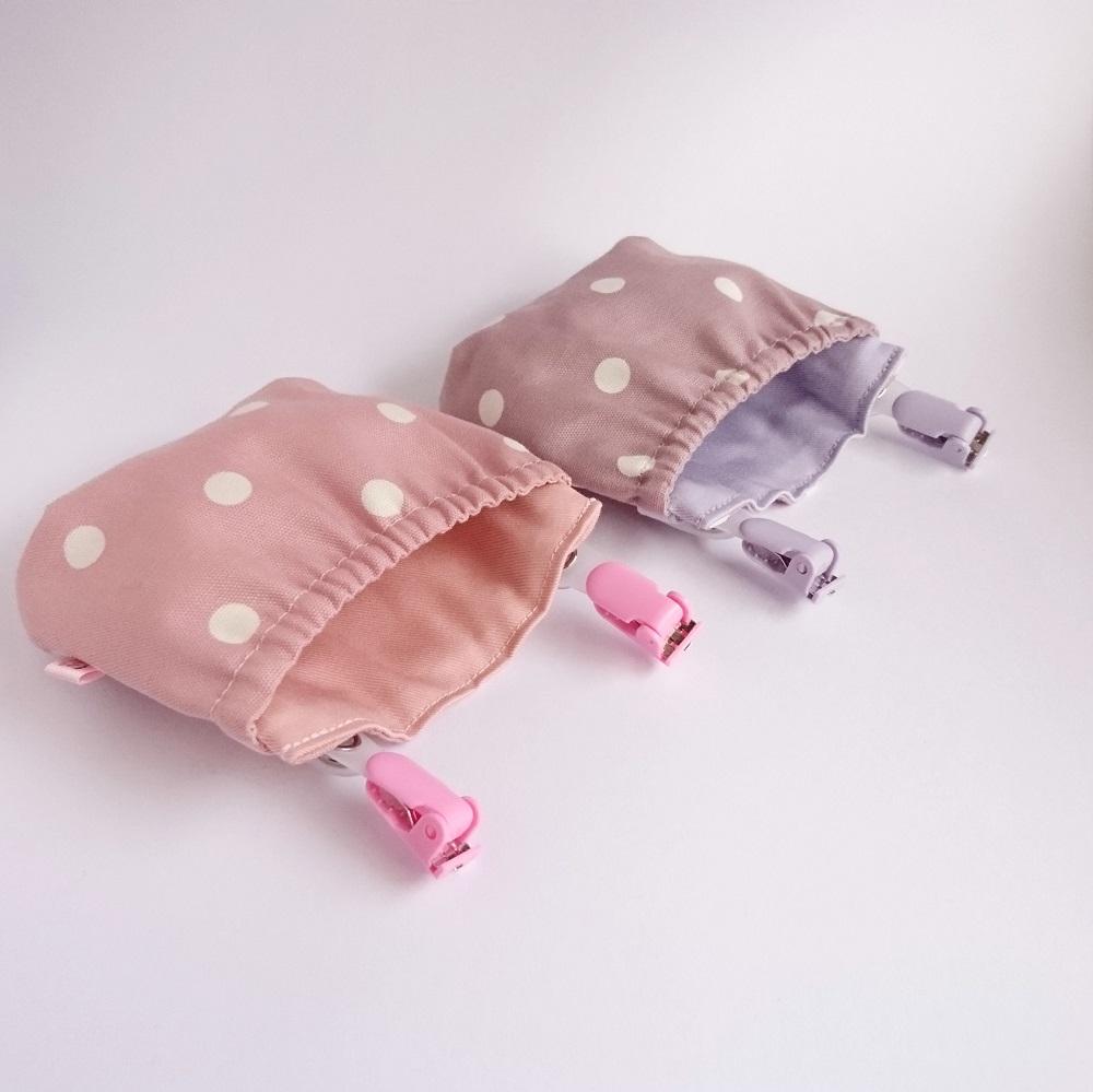 フタなし 移動ポケット 小さめサイズ 水玉２個