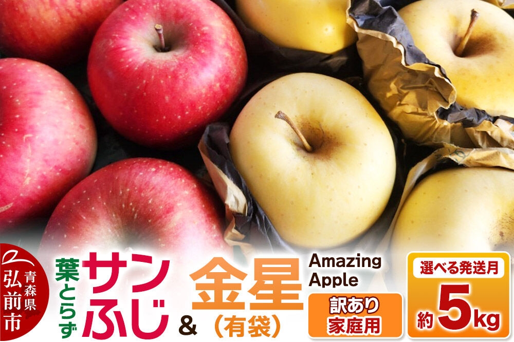 
                  【寄附金額見直しました】りんご 葉取らずサンふじ＆金星（有袋）【訳あり】家庭用 約5kg 紅白セット【選べる発送月】 [りんご サンふじ 葉とらず ふじ 金星 有袋 訳あり 家庭用 選べる 5kg 詰め合わせ セット アップル おいしい 果実 果物 赤色 黄色 美味 林檎 青森県 弘前市]
                