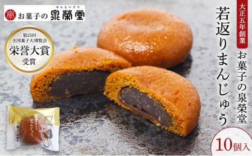 大正五年創業［お菓子の泉榮堂］若返りまんじゅう 10個入 しっとり もっちり 葛使用［第25回全国菓子大博覧会 栄誉大賞］【 和菓子 まんじゅう お菓子 スイーツ 秋田 羽後 】