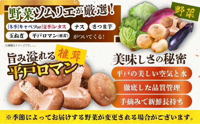 長崎和牛焼肉セット大 安心の地元野菜付【株式会社ひらど新鮮市場】[KAB032]/ 長崎 平戸 肉 牛肉 牛 焼肉 セット 長崎和牛 カルビ キャベツ 椎茸 しいたけ サツマイモ 玉ねぎ ナス
