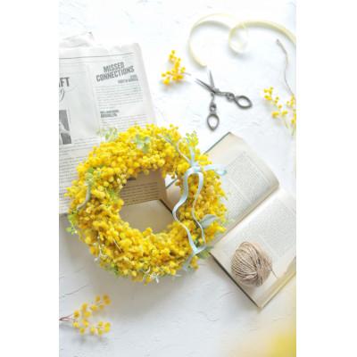 ふるさと納税 八千代市 アーティフィシャルフラワー　ミモザのリース(Lサイズ)1点