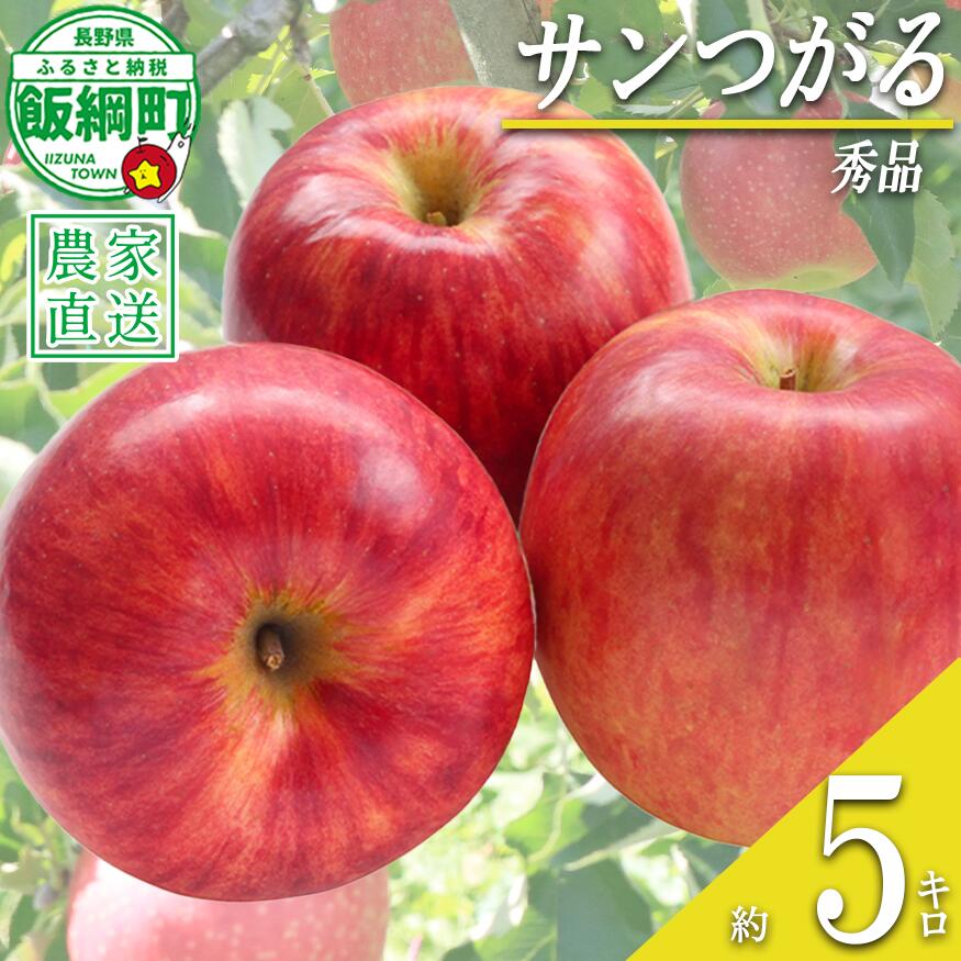 【ふるさと納税】 りんご サンつがる 秀品 5kg 沖縄県への配送不可 令和8年度収穫分 宮本ファーム エコファーマー 減農薬栽培 長野県 飯綱町 〔 リンゴ 林檎 果物 フルーツ 信州 長野 14000円 予約 農家直送 〕発送期間：2026年9月上旬〜2026年9月下旬