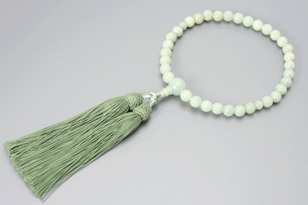 【京念珠】数珠 ビルマ翡翠 8mm玉 正絹松風頭房〈数珠袋付き〉｜土屋念珠店 女性用 レディース 念珠 略式 3760［ 京都 念珠 珠数 京念珠 仏具 人気 おすすめ お取り寄せ 通販 送料無料 ふるさと納税 ］ 261009_B-FR71