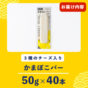 かまぼこバー(3種のチーズ入り) 50g×40入 冷凍 たんぱく質 プロテイン おつまみ サラダ おやつ 間食 朝食 魚 筋肉 スケソウダラ スケトウダラ すけそうだら すけとうだら 【トライデントシ