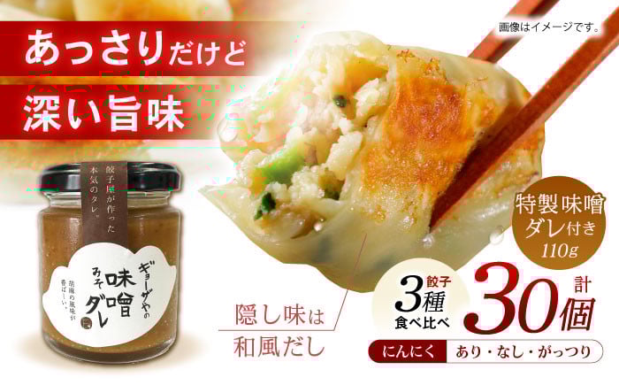 
            【神奈川県認定店！】餃子屋ヒロの3種食べ比べセット+タレ【餃子屋ヒロ】30個 自家製 パリもち ぎょうざ 焼き餃子 薄皮 神奈川県開成町 味噌ダレ 国産素材 餃子 ギョーザ 点心 惣菜 冷凍 [BDAS001]
          
