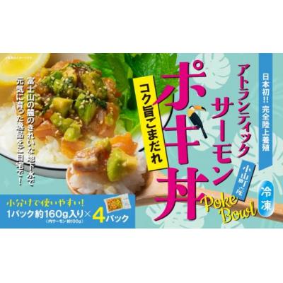 ふるさと納税 小山町 小山町産 アトランティックサーモン 冷凍 ポキ丼 ( 約160g × 4パック )コク旨ごまだれ
