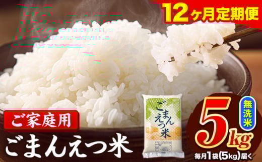 【12ヶ月定期便】 米 無洗米 ごまんえつ米 5kg 5kg×1袋 米 こめ 定期便 家庭用 備蓄 熊本県 長洲町 くまもと ブレンド米 熊本県産 訳あり 常温 配送 《1月から出荷開始》