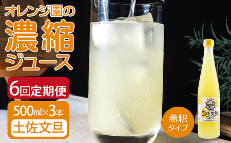 オレンジ園の濃縮ジュース 土佐文旦 500ml 3本 6回定期便 希釈用【J00114】
