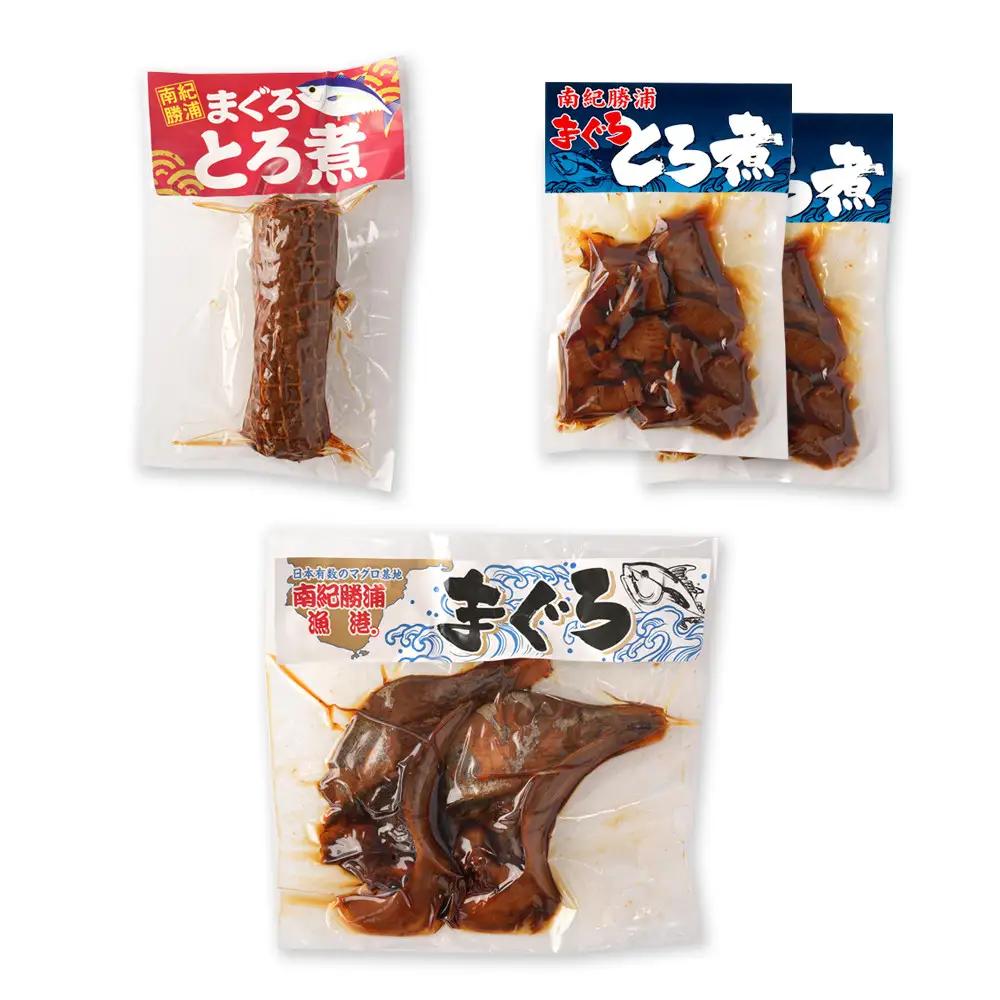 まぐろ煮カマ 1袋（2切）／ まぐろとろ煮 180g×2袋 ／ まぐろチャーシュー 170g
