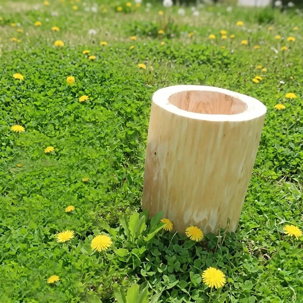 里山くらし応援 木工品 秋田杉の丸太プランター「生え杉くん（はえすぎくん）」縦長タイプ 雑貨 日用品 ガーデニング用品 木製プランター 手作り 
