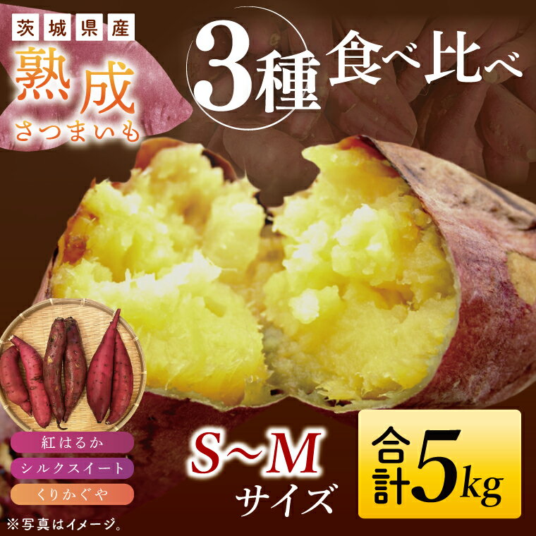 【ふるさと納税】【先行予約】【10月中旬より順次発送予定】熟成さつまいも 3種食べ比べセット 合計5kg 詰め合わせ（紅はるか・シルクスイート・くりかがや） ｜ 茨城県 大子町 サツマイモ べにはるか 焼き芋 ホクホク 野菜 数量限定 ねっとり しっとり(CH002)