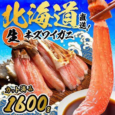 ふるさと納税 北見市 生冷本ズワイガニセット1.6kg　(800g×2パック、昆布同梱) 北見市加工　4〜5人前