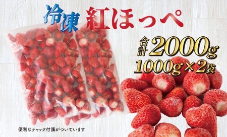 060-11　完熟冷凍いちご2kg以上！森木農園が育てる、濃く甘いちご『紅ほっぺ』