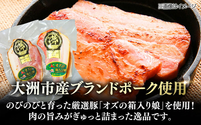 【全6回定期便】秒でプラスもう一品！ブランドポーク『オズの箱入り娘』使用！ベーコンブロックセット（プレーン×3ケ 七味入り×3ケ）計6ケ 合計1080g 豚肉  愛媛県大洲市/株式会社オズメッセ [A