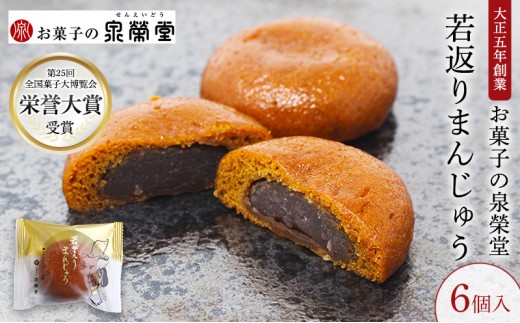 大正五年創業［お菓子の泉榮堂］若返りまんじゅう 6個入 しっとり もっちり 葛使用［第25回全国菓子大博覧会 栄誉大賞］【 和菓子 まんじゅう お菓子 スイーツ 秋田 羽後 】