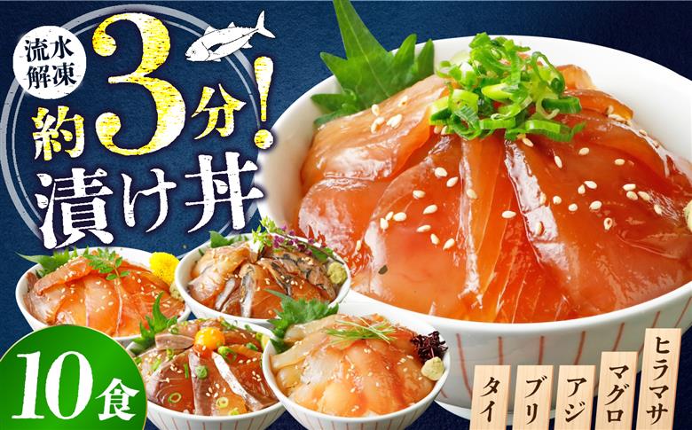 漬け丼 5種×2パック 計10食セット | 漬け丼 海鮮 惣菜 冷凍 真空パック 小分け 海鮮丼 海鮮セット 詰め合わせ 旬の鮮魚 ハマチ カンパチ カツオ 鯖 サバ ヒラマサ 平政 マグロ アジ ヒ