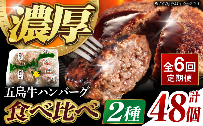 【6回定期便】五島牛 ハンバーグ2種 8個（各4個） 五島市/ニク勝[PBF019]  はんばーぐ 牛肉 牛 にく おかず 国産 冷凍
