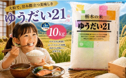 【定期3回】令和8年度 新米 栃木県産 ゆうだい21 白米 10kg (5kg×2袋） | ふるさと 納税 お弁当 お米 精米 美味しい 白米 つやつや とちぎ 大粒 共通返礼品 送料無料 那珂川町 栃木県【栃木県共通返礼品】