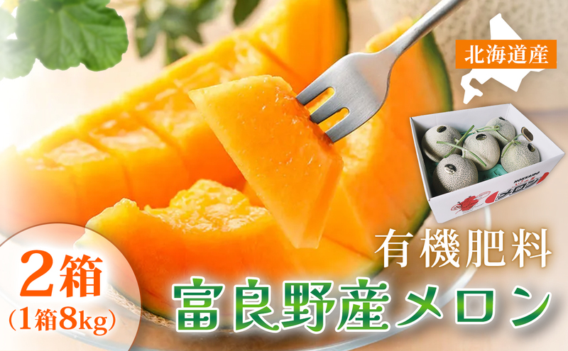 【糖度15度以上 赤肉メロン】富良野産 メロン 8kg サイズいろいろ 2箱｜北海道富良野市 7～8月発送 ご褒美 シェア プレゼント メロン 赤肉メロン 富良野メロン 果物 フルーツ 甘い 夏季限定