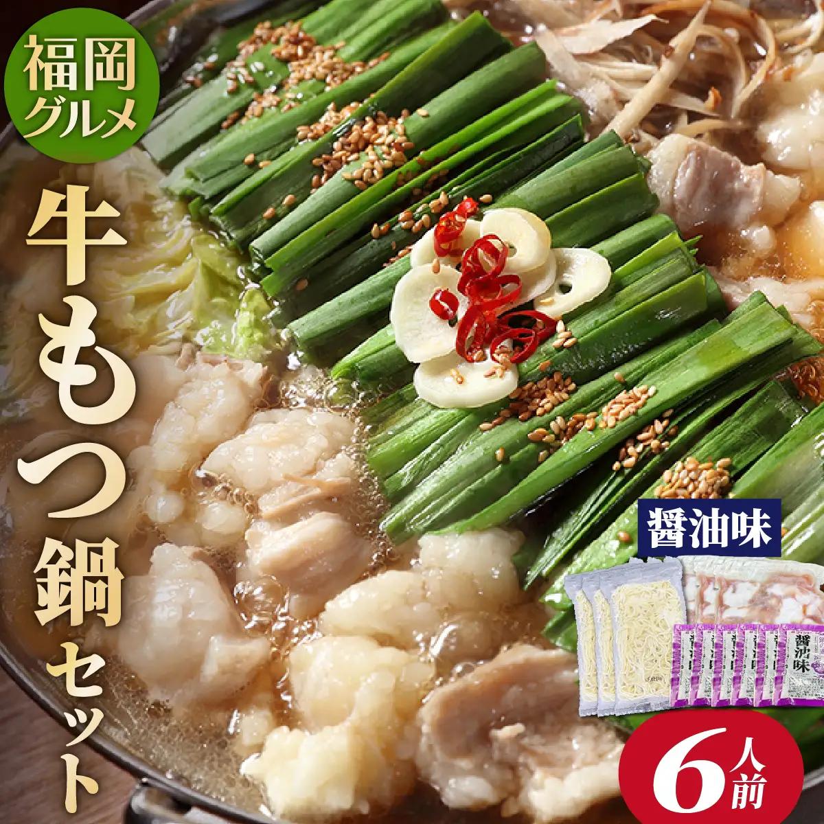 寄附額改定↓ 【化粧箱入り】福岡グルメ！博多牛もつ鍋セット 醤油味 6人前