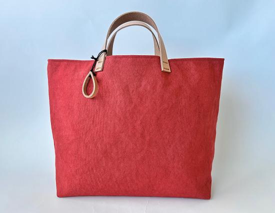 
            手染め帆布トートバッグ　からふるL〈茜色〉
          