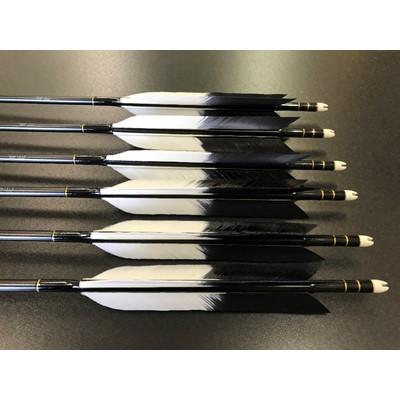 ふるさと納税 岡崎市 七面鳥アルミ矢「2014」　6本組(シャフト色:黒　矧ぎ糸:黒系)