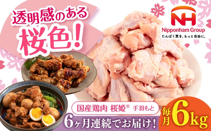 
            【全6回定期便】桜姫 手羽もと 計6kg（2kg×3パック）《厚真町》【東日本フード株式会社】 桜姫 国産鶏肉 鶏肉 鶏 とり肉 手羽元  冷凍 北海道 [AXBM123]
          
