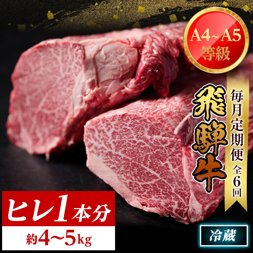 【ふるさと納税】【毎月定期便】飛騨牛 ヒレ1本(約4～5kg)【シャトーブリアン&ヒレ】冷蔵便全6回_ 定期便 肉 牛肉 飛騨牛 シャトーブリアン ヒレ ステーキ 焼肉 ローストビーフ 人気 おすすめ 送料無料 贈答 ギフト 【配送不可地域：離島】【4053254】
