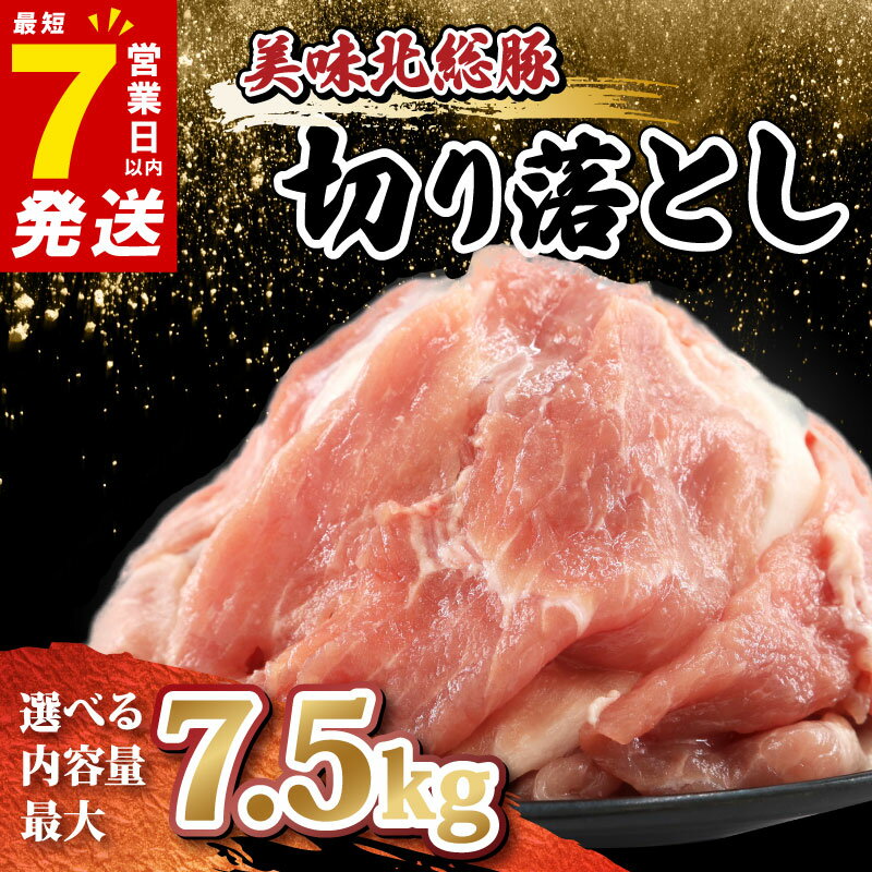 【ふるさと納税】 ＼最短7営業日以内発送／ 豚肉 切り落とし 選べる 1.0 ～ 7.5 kg 小分け 真空パック 500g 豚 肉 こま肉 豚 コマ肉 千葉県産 銘柄 美味北総豚 国産 こま肉 冷凍 カレー 炒め物 煮物 家庭用 送料無料 産地直送 新鮮 便利 時短 千葉県 旭市 旭食肉協同組合