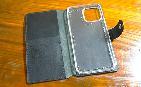 本革製手帳型iPhoneカバー iPhone12mini用 ＜ワイン＞ 国産牛ヌメ革 ハンドメイド スマホ 手帳型 カバー iPhone iPhone12mini 本革 レザー 革製品 ワイン F6L
