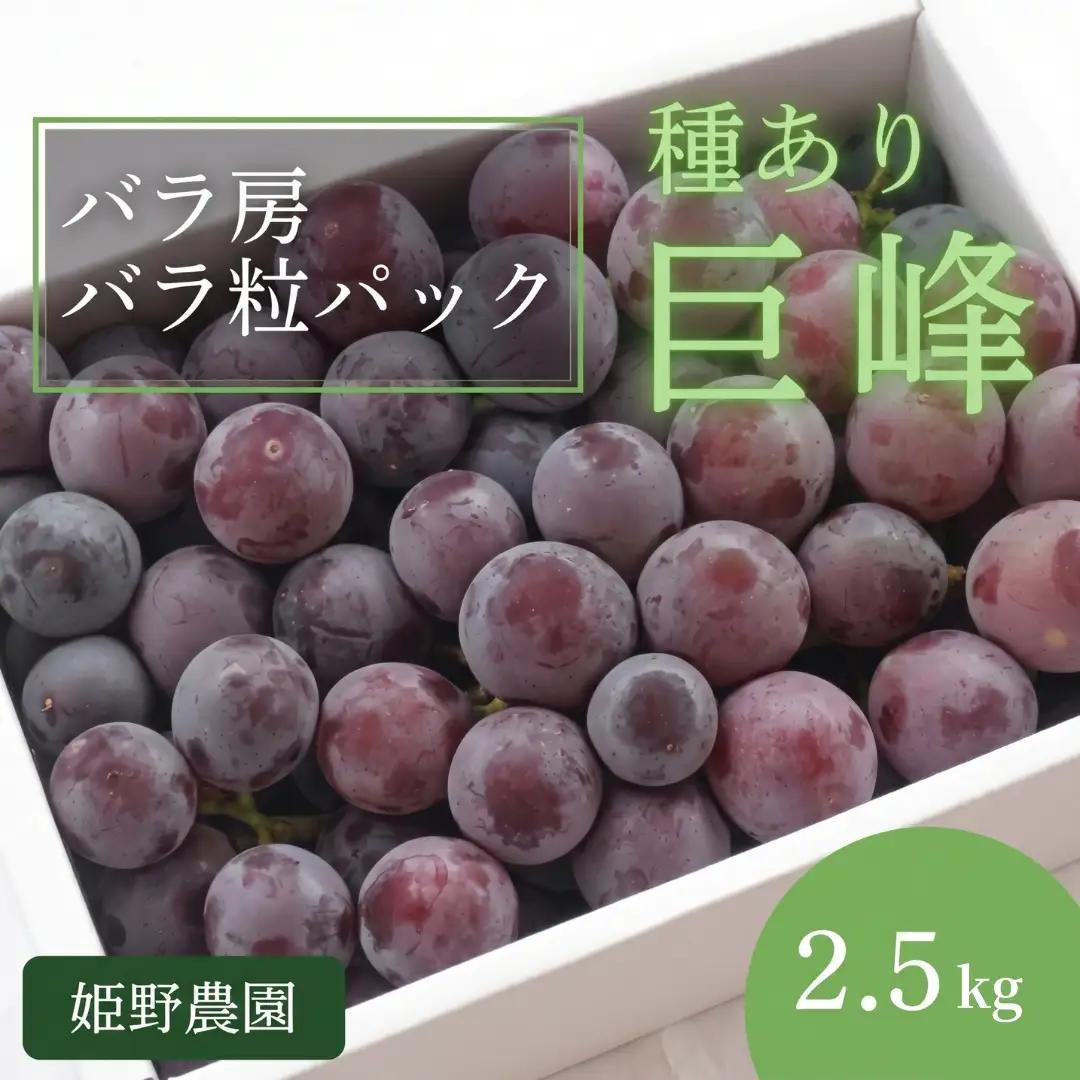 【2026年先行予約】訳あり巨峰 バラ房・バラ粒パック 約2.5kg 姫野農園 | 巨峰
