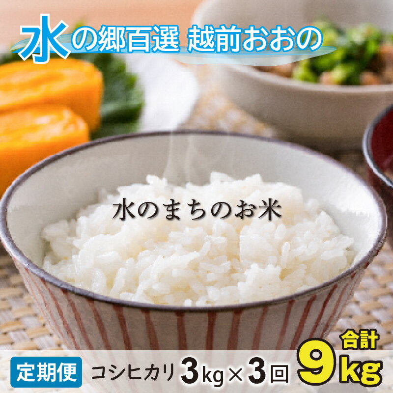 【ふるさと納税】【先行予約】【令和7年産 新米】【3ヶ月定期便】こしひかり 3kg×3回 計9kg【白米】「エコファーマー米」水のまちのお米 【定期便・お米・コシヒカリ】[A-003002]