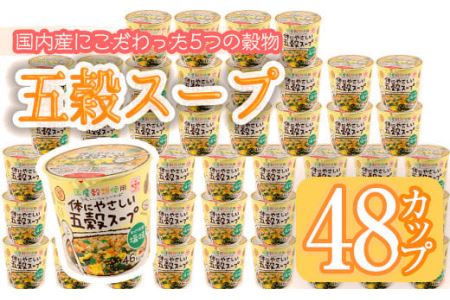 No.518 あっさり和風塩味♪カップ体にやさしい五穀スープ(13g×48個)国産 鹿児島 日置市 特産品 特産 インスタント 常備食 低カロリー ヘルシー 健康 玄米 黒豆 もち粟 もちきび 小豆 簡単調理 朝ごはん 夜食 手軽 1人暮らし【ヒガシマル】