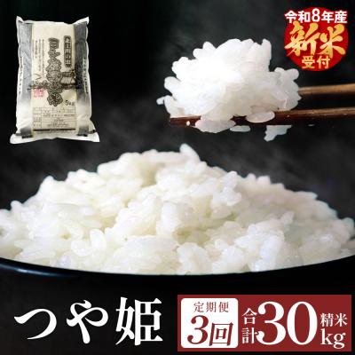 ふるさと納税 石巻市 <先行予約> 【定期便3回】令和8年産 つや姫 精米 30kg (10kg×3) 新米 こめ コメ