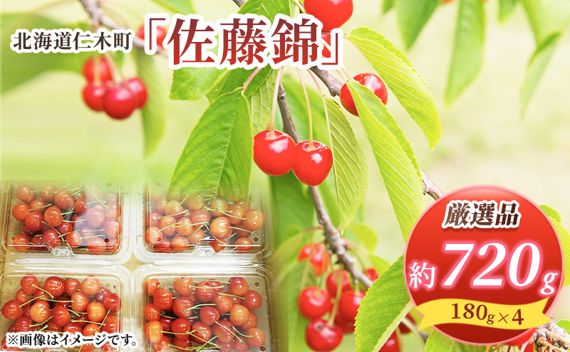 北海道 仁木町産  さくらんぼ 佐藤錦 720g (180g×4パック) Lサイズ以上  旬 桜桃 産地直送 サクランボ チェリー フルーツ 果物 果物類  仁木町 仁木 [松山商店]