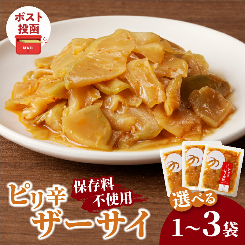 【ふるさと納税】【選べる内容量】＼ポスト投函／ピリ辛ザーサイ 100g 1袋 3袋 漬物 つけもの おかず 惣菜 野菜 加工品 国産 食品 ご飯のお供 食卓 お試しサイズ おすすめ 保存料不使用 おすそ分け お土産 お弁当 おつまみ 宮崎県産 送料無料