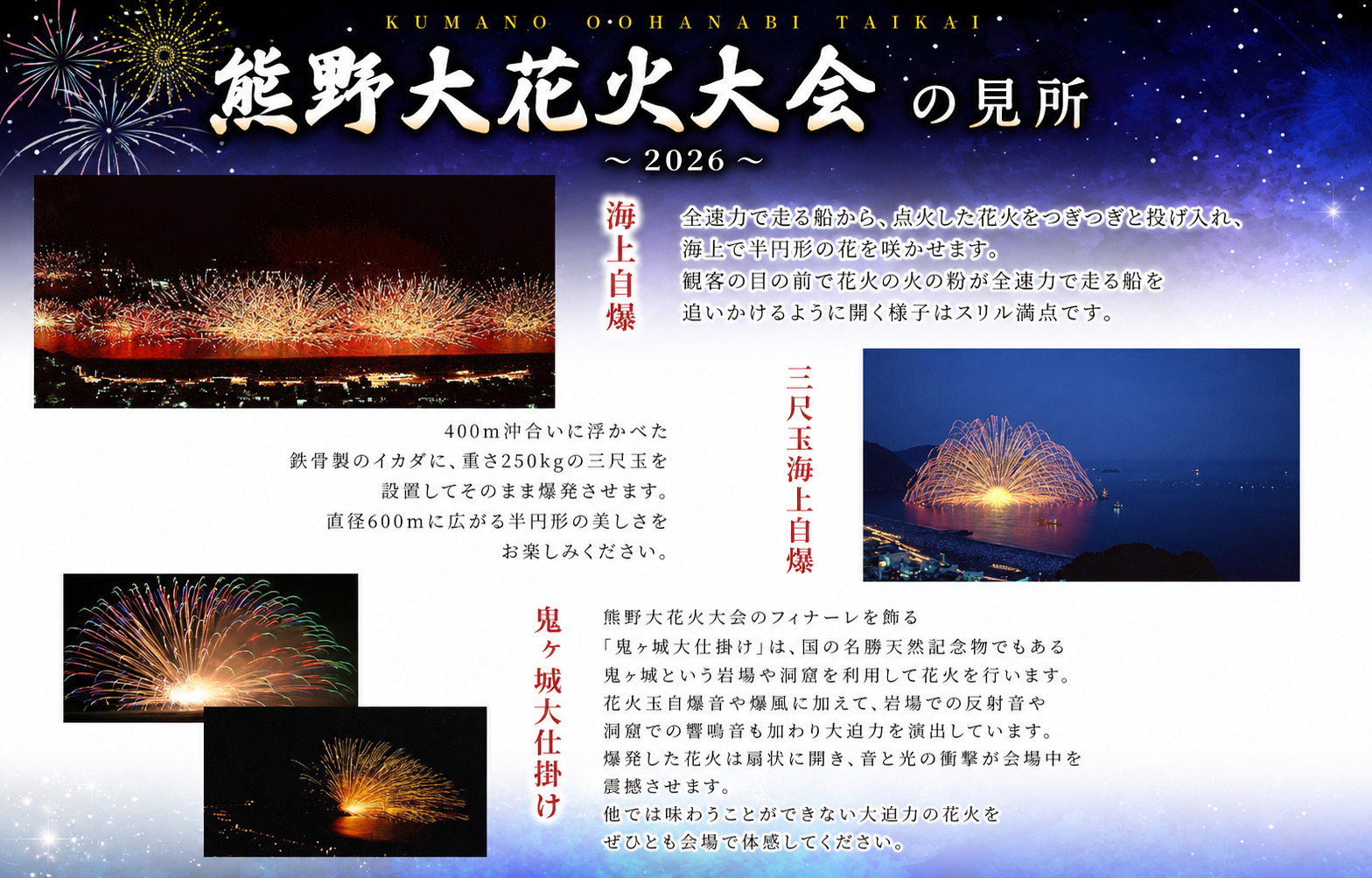 【数量限定】 熊野大花火大会 ～2026～ 協賛観覧席（浜席：定員4名）【令和8年8月17日開催】 花火 花火大会チケット 旅行 観光 家族旅行 トラベル イベント 祭り 三重県 熊野市【knkk00