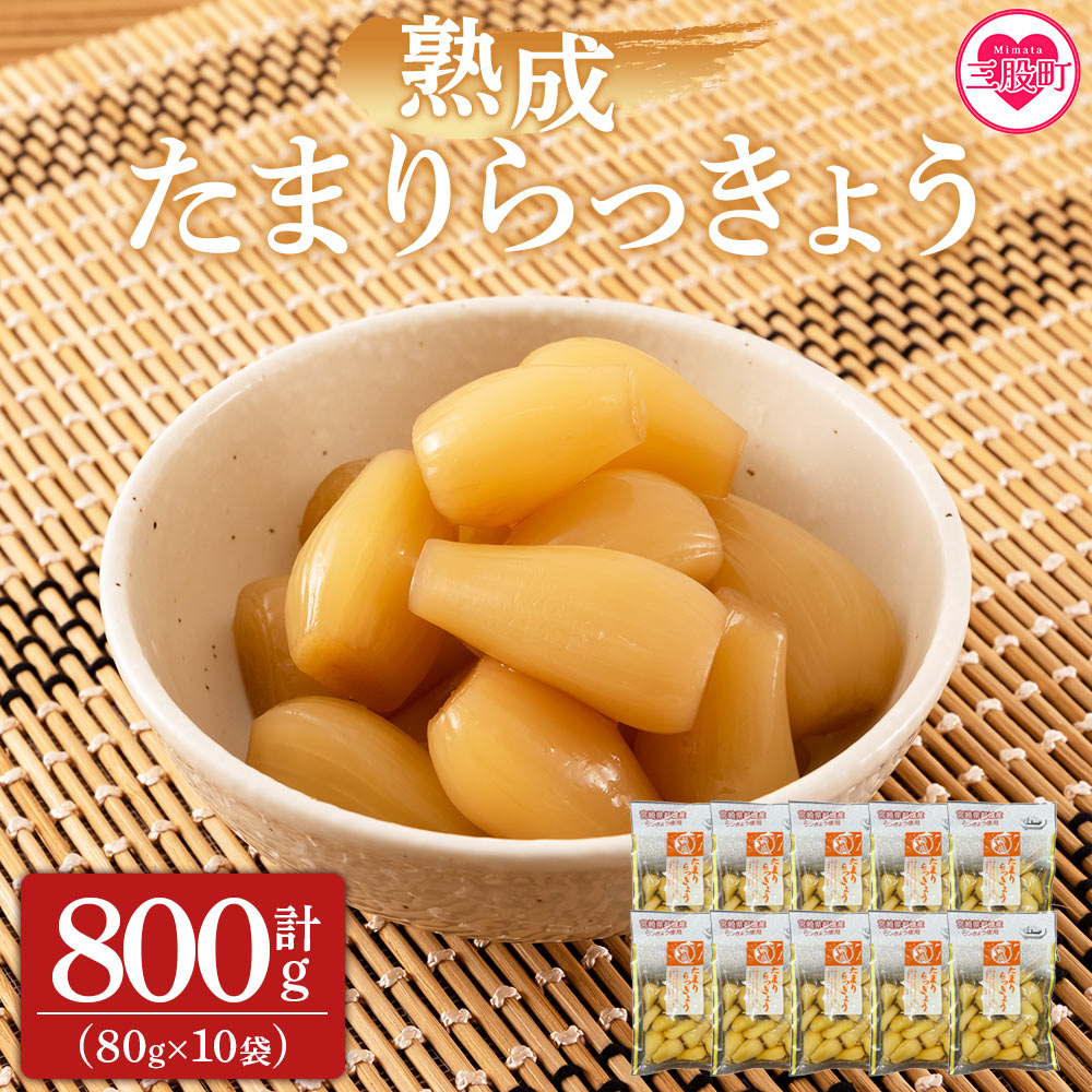 【ふるさと納税】＜熟成たまりらっきょう800g（80g×10P）＞ らつきょう ラッキョウ 辣韭 おつまみ 肴 ご飯のおとも 野菜 旬 漬物 おつけもの シャキシャキ 食感 歯ごたえ 晩酌 料理 アレンジ 国産 宮崎県産 九州産【MI012-ko】【株式会社上沖産業】