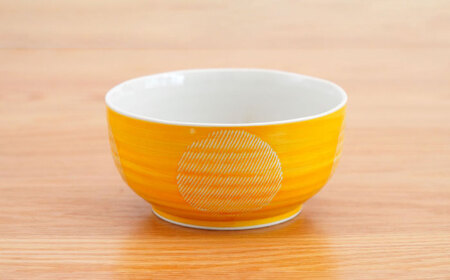 【波佐見焼】丸紋十草　麺どんぶり 黄【団陶器】[PB143]