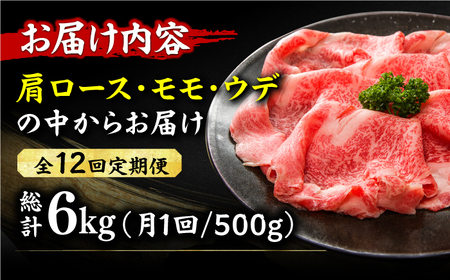 【全12回定期便】【和牛の旨味を堪能！】博多和牛しゃぶしゃぶすき焼き用 500g 広川町/株式会社MEAT PLUS[AFBO025]