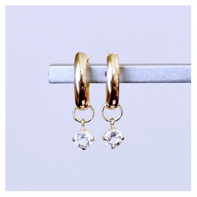 ふるさと納税 昭和町 K18(18金) 2WAY ホワイトトパーズ フープピアス(直径10mm)保証書付 SMK-5249 |  | 01