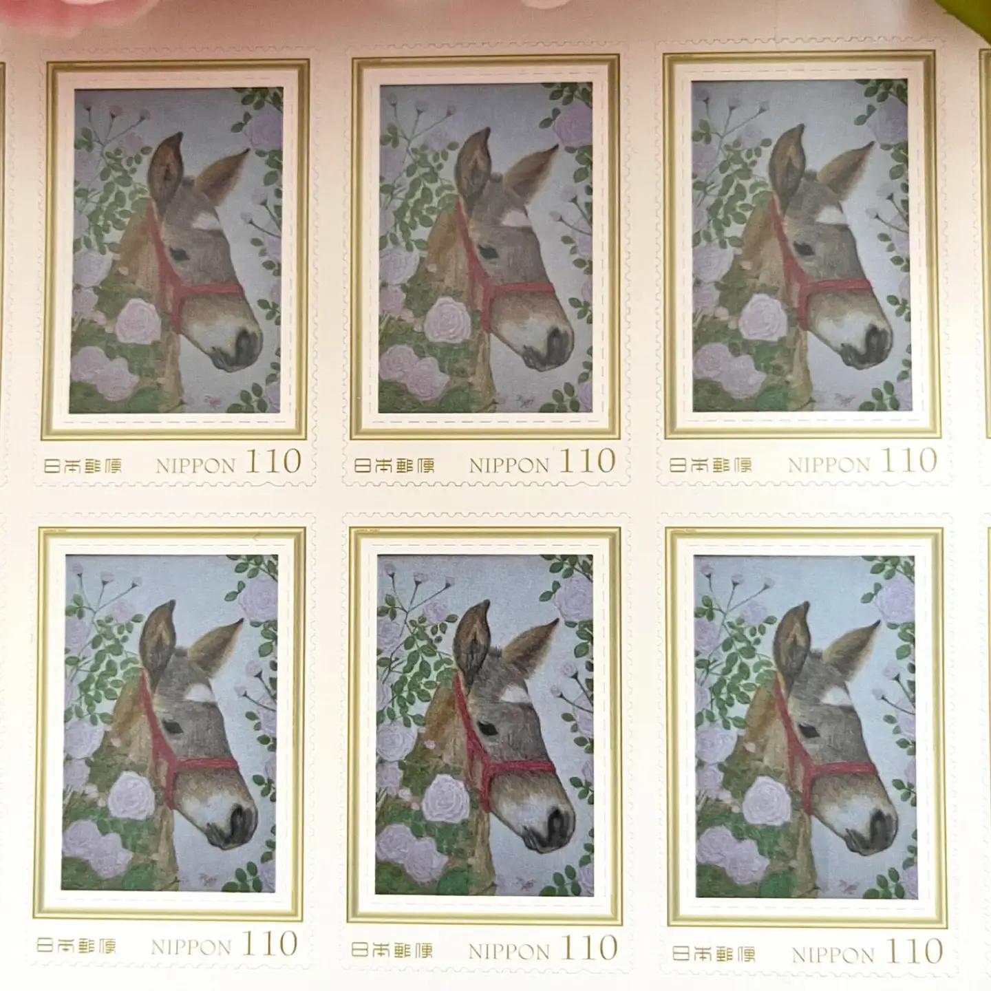 馬と花の切手3種セットA BIBN009 馬グッズ