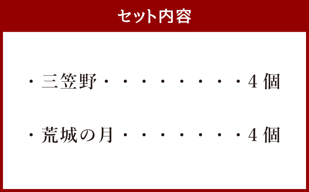 [竹田 但馬屋老舗] 三笠野・荒城の月 8個入 個包装 詰合せ 和菓子